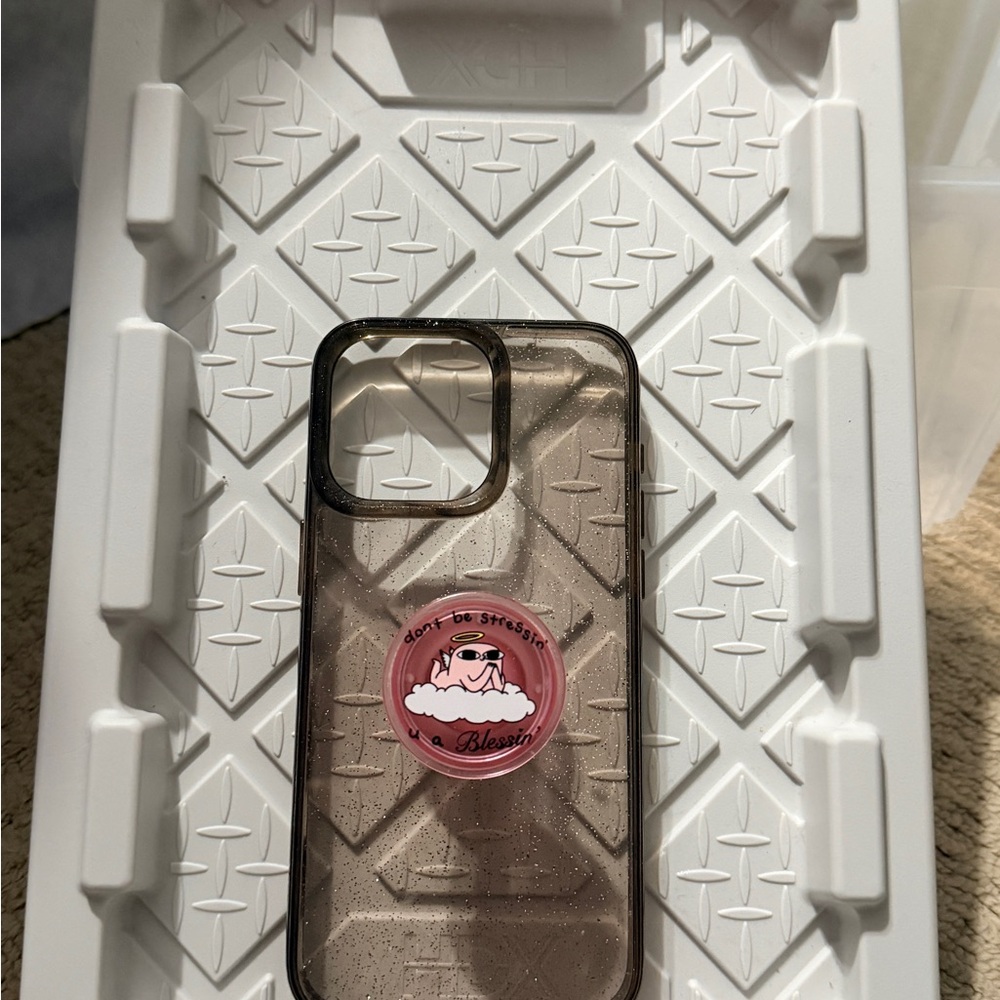 Stylish Black Phone Case with Pink Accent